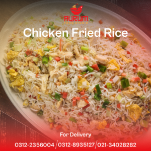 Fluffy rice stir-fried with tender chicken, vegetables, and savory seasonings.